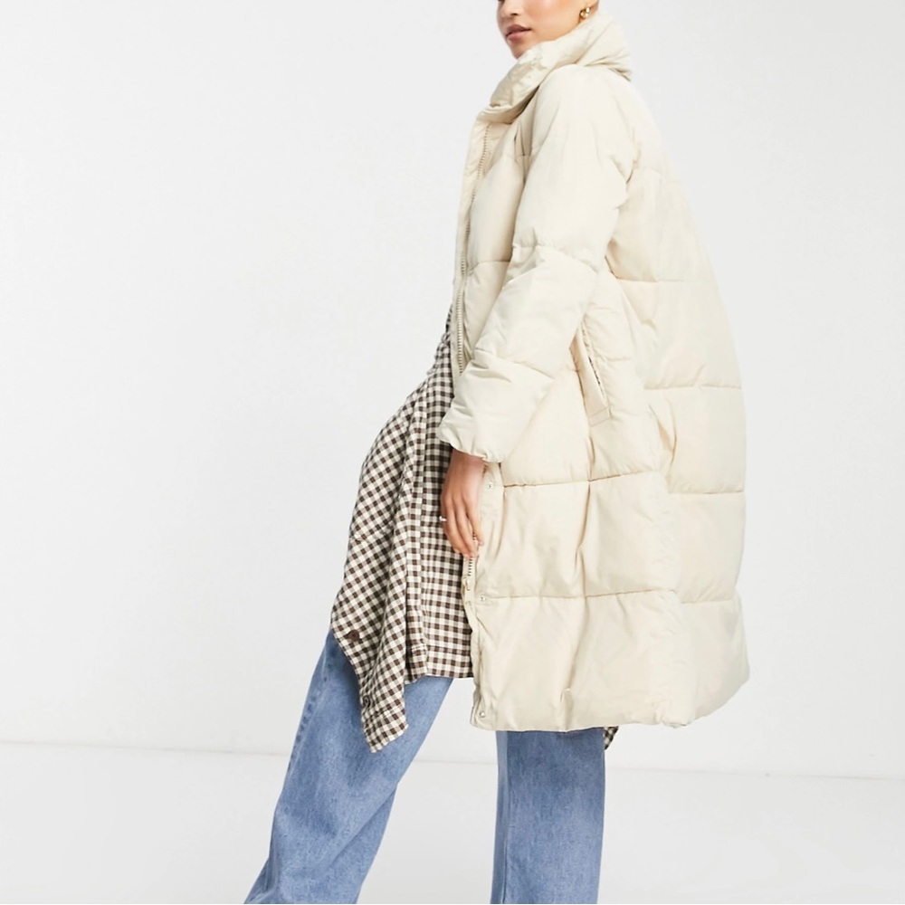 Asos, Sz, XS cream long puffer
